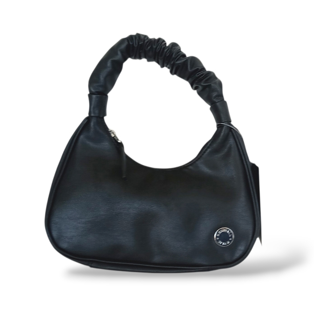 Kendall & Kylie Black Boho Bag Ruched Scrunch Handle Small Purse NWT - Picture 2 of 7